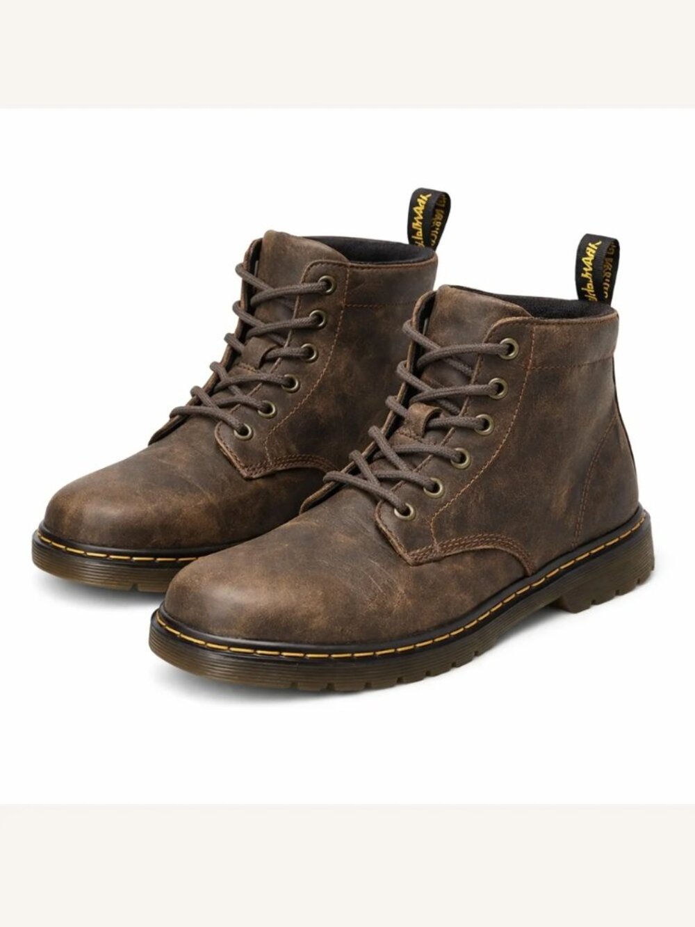 Dr. Martens Men SoftWair Airwair Brown Leather Lace‑Up Lightweight Boots Size 10